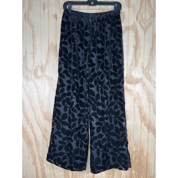 Gretchen Scott NWT Black Leaf Velvet Palazzo Pants Medium Gothic Fairy Luxe - Picture 4 of 8